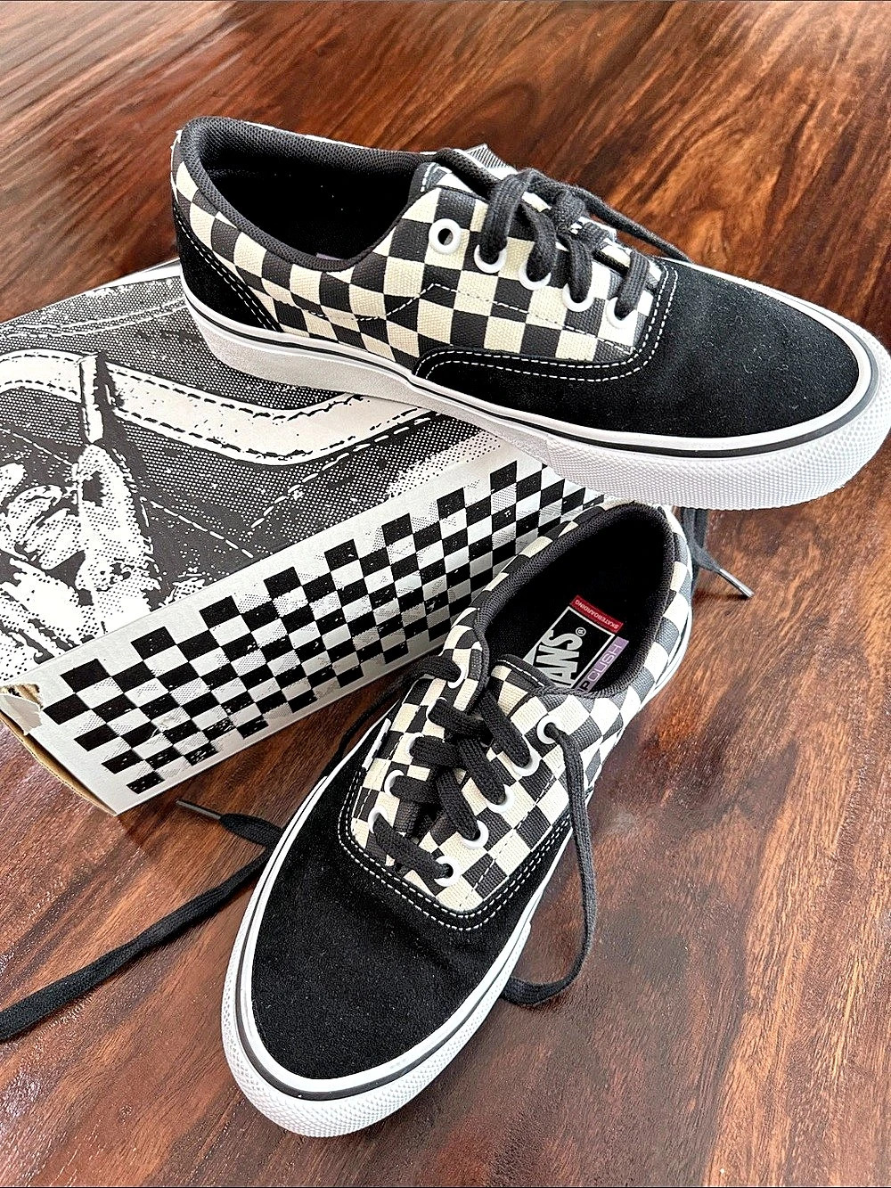 Vans Sk8-Hi Skate Era Checkered Sneakers Black & White US 7.5 Like New